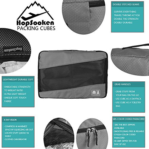 5pc Packing Cubes Set Large Travel Luggage Organizer 4 Cubes 1 Laundry Pouch Bag (5 Count)