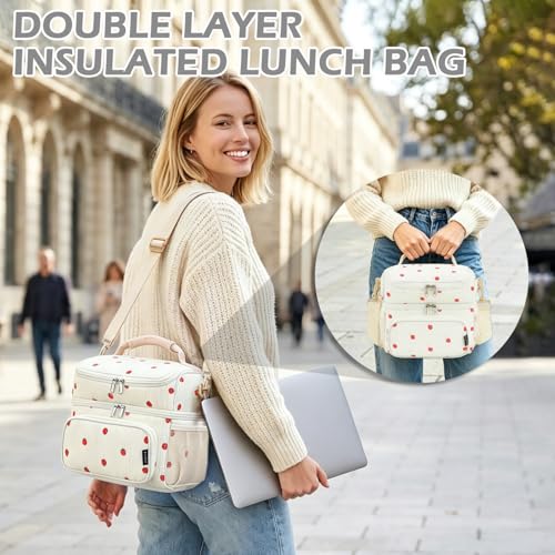 Lunch Box for Men & Women (Corduroy Strawberries Beige)