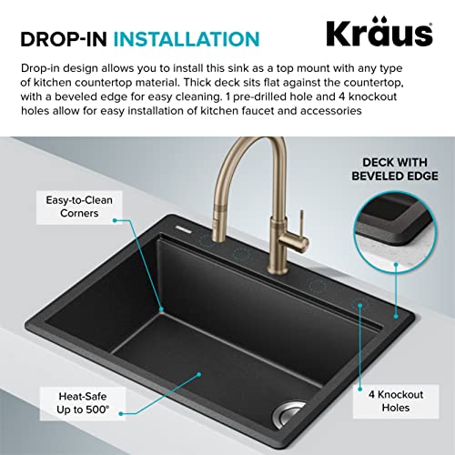 Bellucci 28 inch Granite Workstation Drop In Top Mount Single Bowl Kitchen Sink in Metallic Grey with Accessories