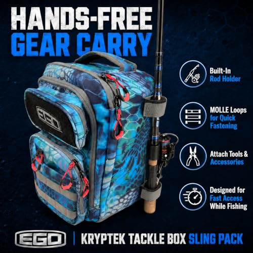 Kryptek Tactical Fishing Sling Pack with 3 Tackle Trays