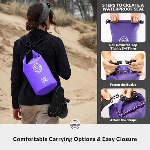 5/10/25/30/40L Waterproof Dry Bag, Small Lightweight Roll Top Dry Bag Backpack w/Waterproof Phone Case, Kayaking, Travel, Hiking, Fishing, Tubing, Camping, the Beach, Men/Women (Purple)