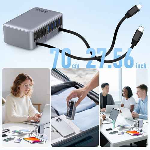 345W USB C Charger 10 in 1 Retractable Wall Charger with 2 Cables