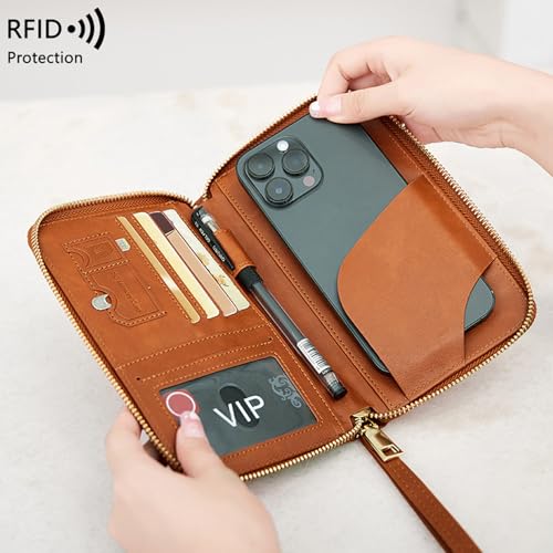 Multi Function RFID Travel Passport Wallet with Phone Pocket