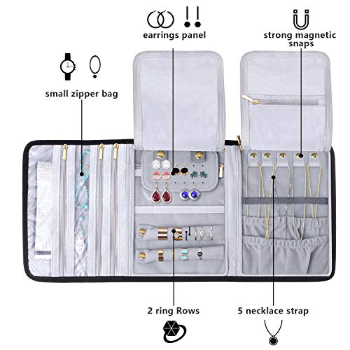 Velvet Travel Jewelry Roll Organizer