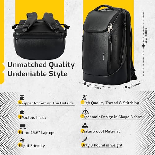 Durable Leather Laptop Business Backpack Perfect for Men & Women