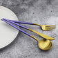 5 Piece Matte Gold Silverware Set