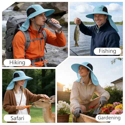 Sun Hat for Men Women with Neck Flap