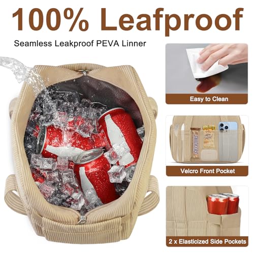 Corduroy Lunch Box Lunch Bag for Women Men