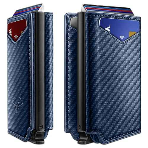 Men Slim Leather Wallet Metal Case Money Clip