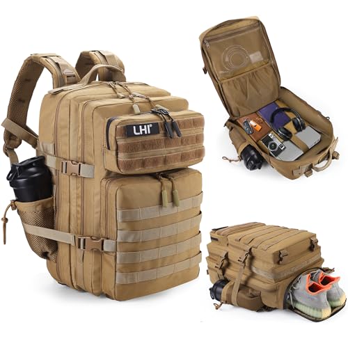 Military Tactical Backpack for Men and Women 45L Army 3 Days Assault Pack Bag Large Rucksack with Shoe Compartment