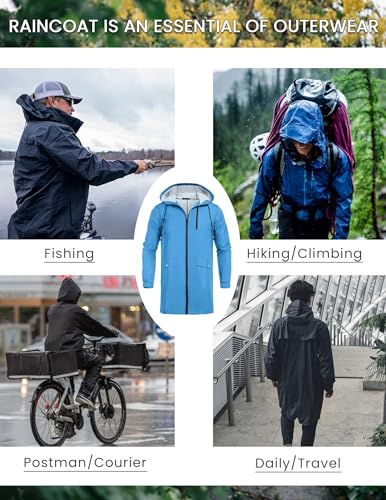 Raincoat Men's Lightweight Waterproof Rain Jacket Raincoat with Hood for Golf Cycling Windbreaker