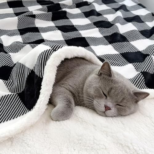 Sherpa Fleece Throw Blanket 80" x 90" Reversible Plush Fluffy Large Big Blanket Lattice Flannel Blankets for All Season Use