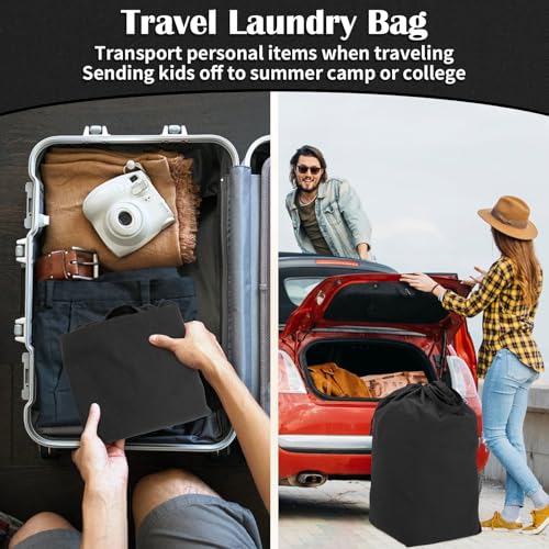 Canvas Laundry Bags with Handles & Square Base 13.8"Wx13.8"Dx27.6"H