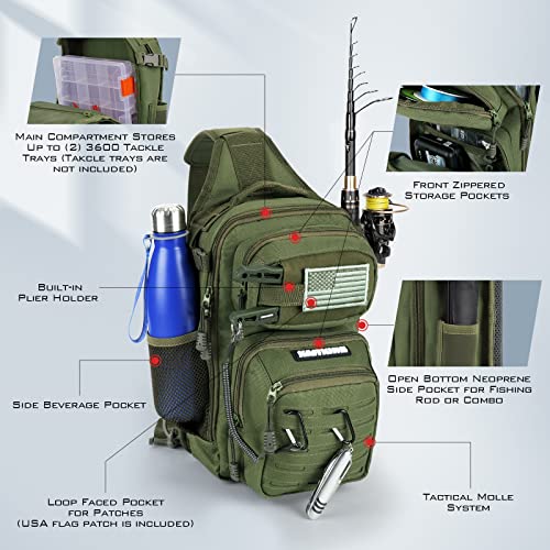 BlowBak Fishing Sling Bag With Rod Holder