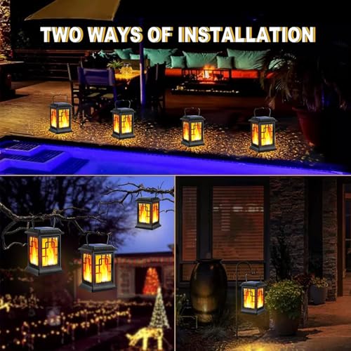 Solar Lantern Outdoor Flickering Flame Hanging Solar Lights (2 Count)