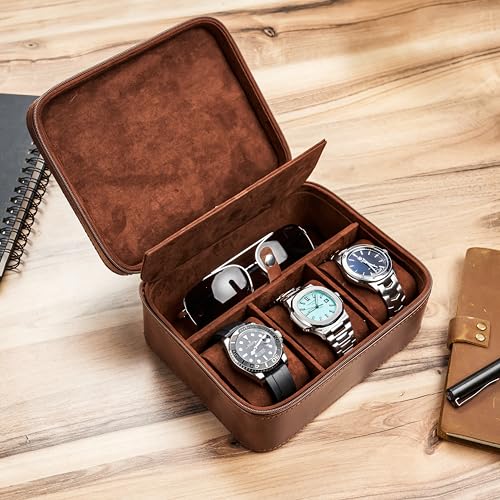 3 Slot Luxury Travel Faux Leather Watch Case. Watch Storage Organizer. Watch Display & Watch Holder. Perfect For Watch Collection. Ready to Gift for Men