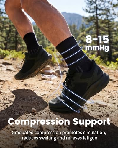 3 Pairs Running Compression Socks for Men & Women Crew Socks with Cushion (3 Count)