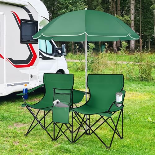 Double Camping Chair with Umbrella