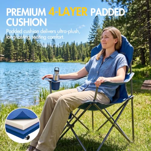 High Back Folding Camping Chair Oversized and Fully Padded