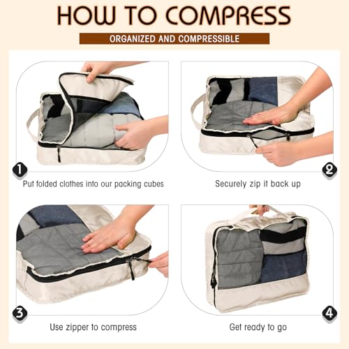 5 Pcs Packing Cubes for Suitcase Large Travel Cubes Carry on Luggage Organizer Bags for Clothes Accessories (5 Count)