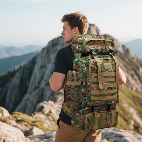 80L 2 Pack Hiking Backpack for Men with Sling Tactical Backpack (2 Count)