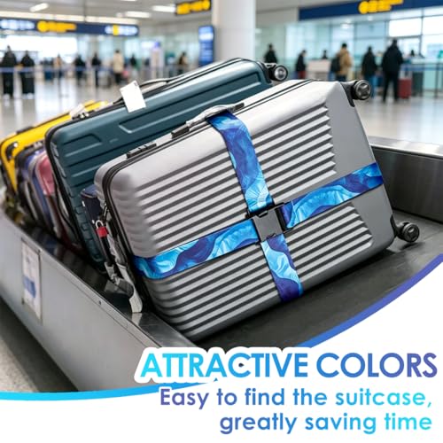 4 Pack Luggage Straps for Suitcases Adjustable Luggage Belt Suitcase Strap Travel Bag Accessories (4 Count)