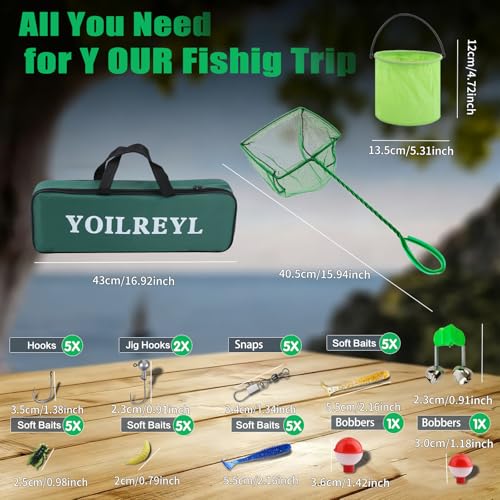 Collapsible Telescopic Fishing Rod and Reel Combo Push Button Small Fishing Pole Kit Beginner Youth Girls Fishing Starter Set Tackle