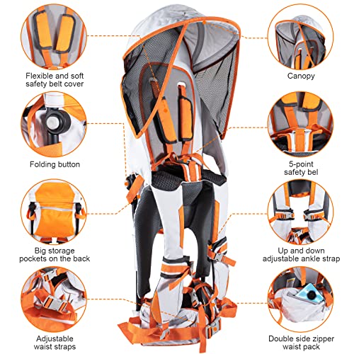 Baby Shoulder Carrier Baby Hiking Backpack Carrier with Rain Cover Sun Shade for Child Safe Backrest and Toddler Ergonomic Seat Holds 40 Pound for Children Between 6 Months