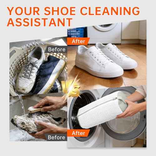 2PCS Pure white Shoe Washing Machine Bags for All Shoe Types (2 Count)