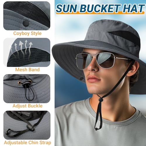 Sun Hats for Men Women Wide Brim UPF 50+ UV Hat Khaki