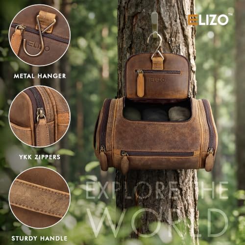Real Leather Toiletry Bag for Men