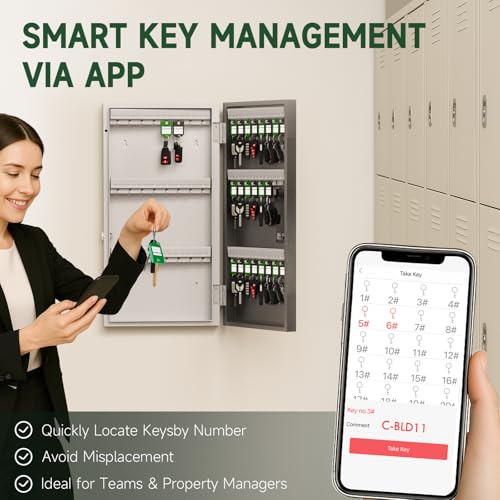 48 Key Lock Box Smart Key Organier Cabinet with Keypad & App for Office