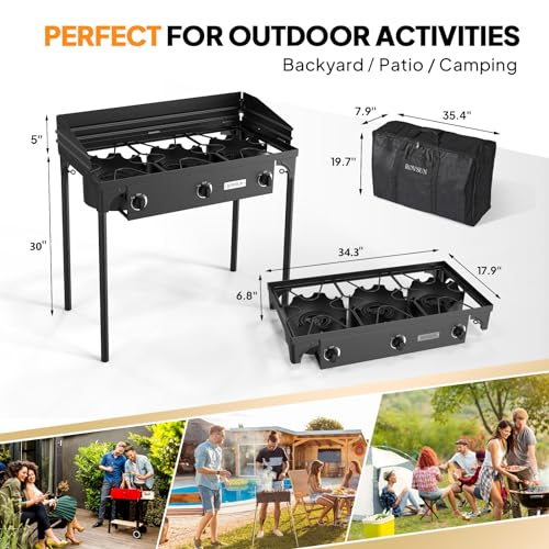 3 Burner Propane Gas Stove with Carrying Bag