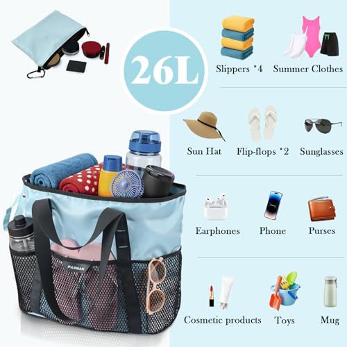 Large Beach Bag with Zipper