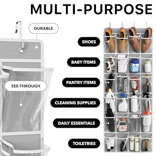 24 Pockets Large Clear Over the Door Shoe Organizer