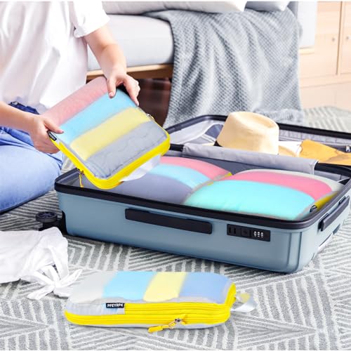 Compression Packing Cubes Travel Essentials with See Through Mesh for Suitcases (7 Count)