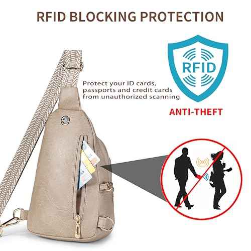 Crossbody Bags for Women Anti Theft Vegan Leather Sling Bag RFID Blocking Chest Bag for Travel