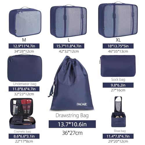 8 Set Packing Cubes Luggage Packing Organizers for Travel Accessories