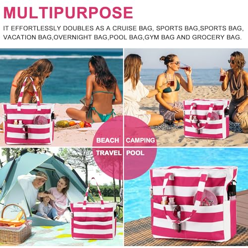 Waterproof Beach Tote Pool Bags for Women Ladies Extra Large Carry On Bag With Wet Compartment for Weekender Travel
