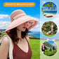 Women Summer Mesh Sun Hats Floppy Wide Brim UV Protection Fishing Hat Beach Hiking Garden Travel Lawn Work Cap Chin Strap