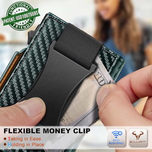 Men Slim Leather Wallet Metal Case Money Clip