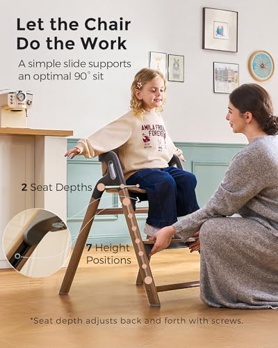 5-in-1 Convertible Wooden High Chair for Babies & Toddlers, Walnut