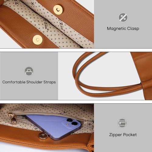 Tote Bag for Women Vegan Leather Shoulder Purse Trendy Travel Bag