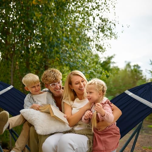 Ultimate Relaxation Portable Hammock Stand with Cotton Canvas Net