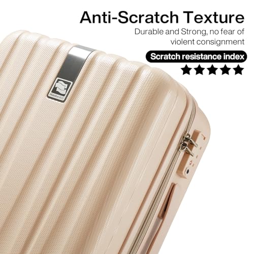 20 Inch Carry On Luggage 22x14x9 Airline Approved Lightweight PC Hard Shell Suitcases with Wheels Travel Luggage Rolling Suitcase Travel Luggage Bag for Weekender（Cuba Sand）