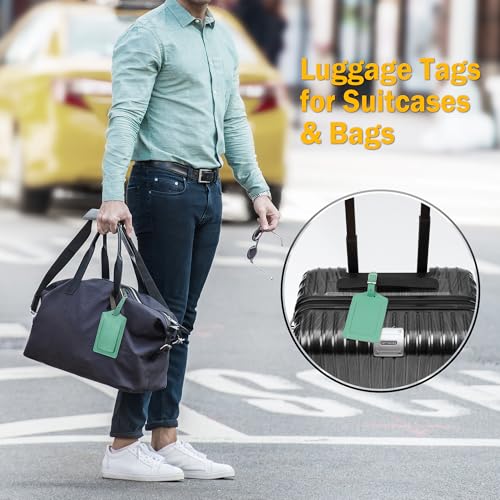 4 Pack Leather Luggage Tags for Suitcases Travel Labels (4 Count)