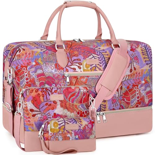 Weekender Bag for Women 21.5" Travel Duffel Large Carry On Bag 3PCS (3 Count)