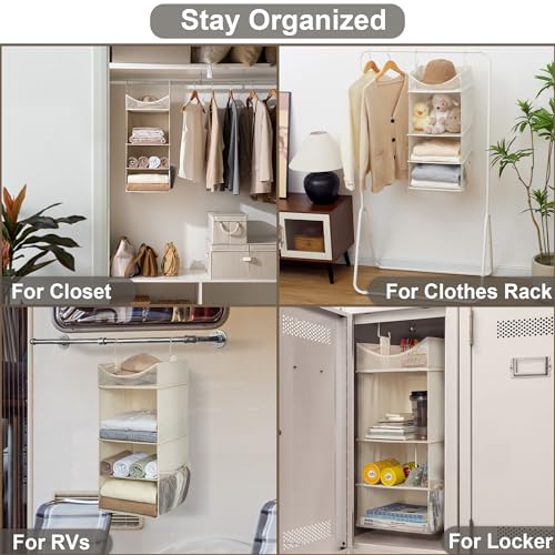 3 Shelf Hanging Closet Organizer with Half Compartment