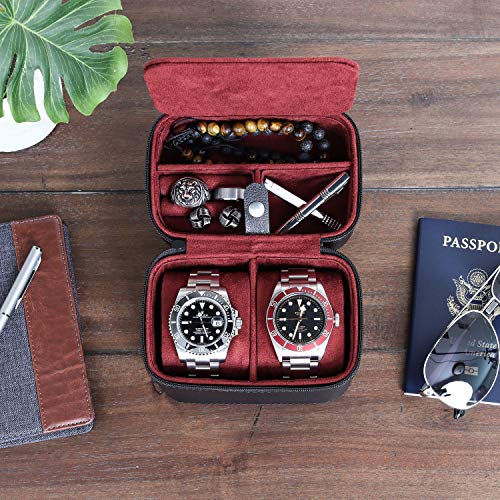 Gift Set 6 Slot Leather Watch Box and 2 Watch Travel Case