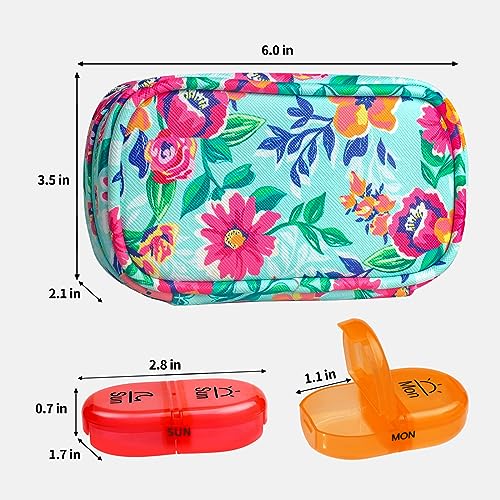 Weekly Travel Pill Organizer 2 Times a Day AM PM Rainbow Pill Box